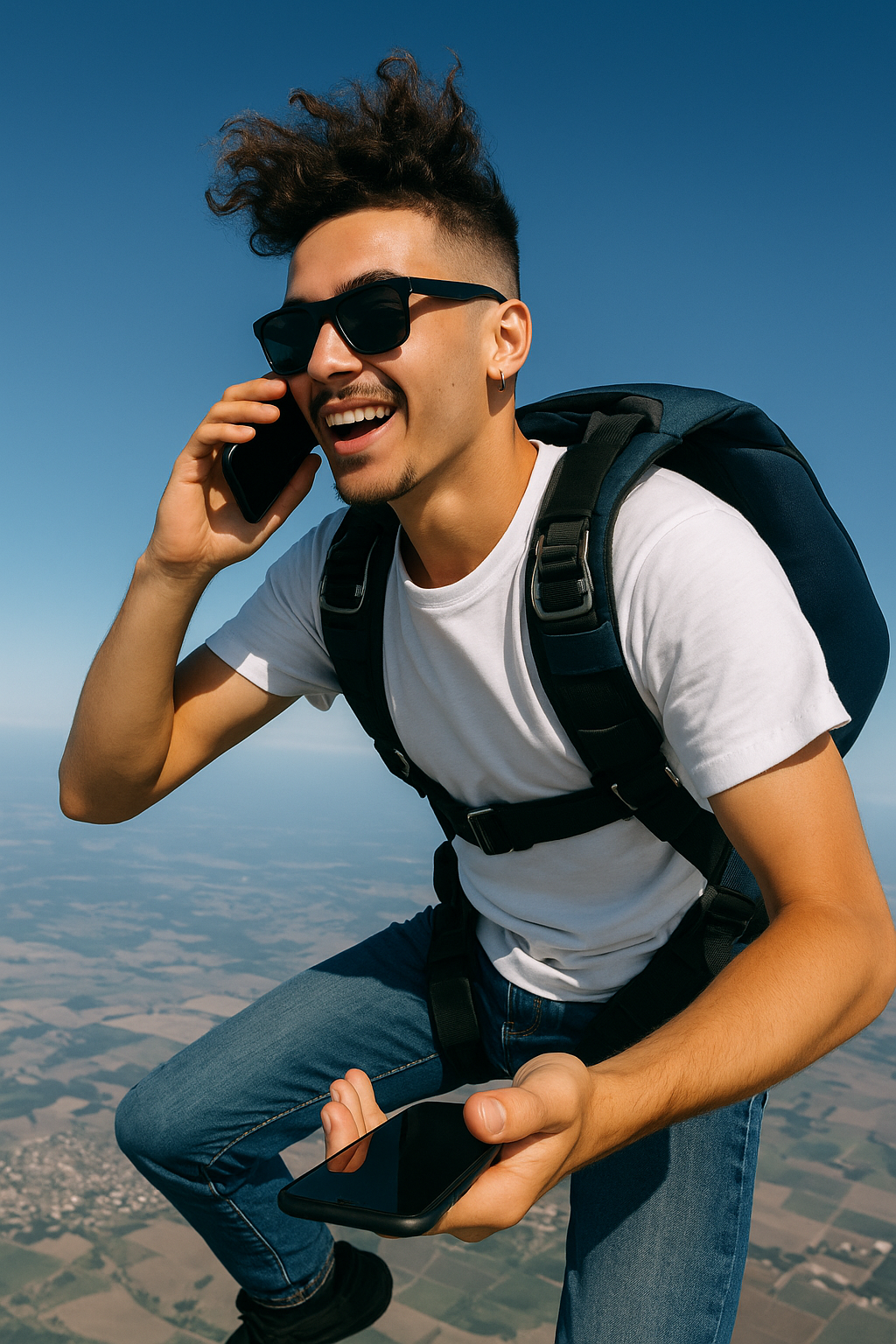 Person on phone, active lifestyle